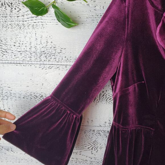 Vintage Notations Purple Velvet Peplum Sweater Sz L Retro Romantic Goth - Picture 3 of 6